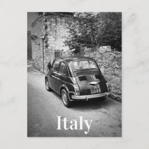 FIAT 500 Auto in Schwarz-Weiß Postkarte
