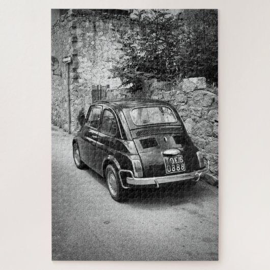 FIAT 500 Auto in Schwarz-Weiß Puzzle (Vertikal)