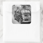 FIAT 500 Auto in schwarz-weiß Quadratischer Aufkleber (Tasche)