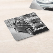 FIAT 500 Auto in Schwarz-Weiß Rechteckiger Pappuntersetzer (angewinkelt)