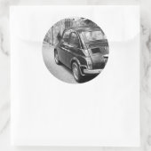 FIAT 500 Auto in schwarz-weiß Runder Aufkleber (Tasche)