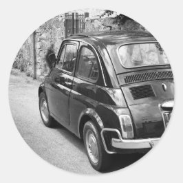 FIAT 500 Auto in schwarz-weiß Runder Aufkleber