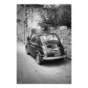 FIAT 500 Auto in Schwarzweiß Fotodruck