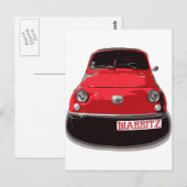 Fiat 500 Biarritz Postkarte (Vorne/Hinten)