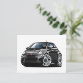 Fiat 500 Black Car Postkarte (Stehend Vorderseite)