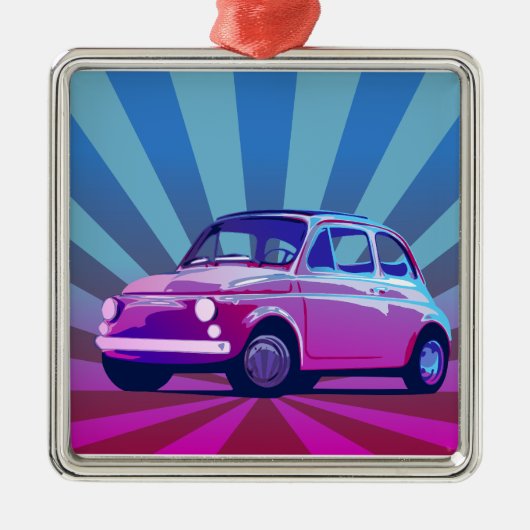 Fiat 500 Bunt Silbernes Ornament (Vorne)