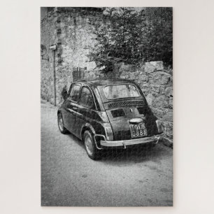 FIAT 500 car in black and white Puzzle