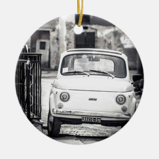 Fiat 500, Cinquecento in Italien Keramik Ornament (Vorne)