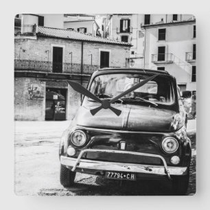 Fiat 500, cinquecento in Italien, klassisches Quadratische Wanduhr