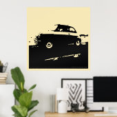 Fiat 500 Classic - Schwarz-Creme-Poster Poster (Heimbüro)