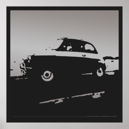 Fiat 500 classic - Silver on Black Poster (Vorne)
