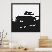 Fiat 500 classic - Weiß auf Holzkohle-Hintergrund Poster (Küche)