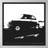 Fiat 500 classic - Weiß auf Holzkohle-Hintergrund Poster (Vorne)