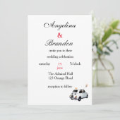 fiat 500 drive car wedding Einladung (Stehend Vorderseite)