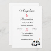fiat 500 drive car wedding Einladung (Vorne/Hinten)