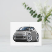 Fiat 500 Gray Car Postkarte (Stehend Vorderseite)