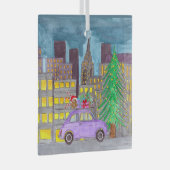 Fiat 500 in der Stadt individuell anpassbar Ornament Aus Glas (Vorderseite Rechts)