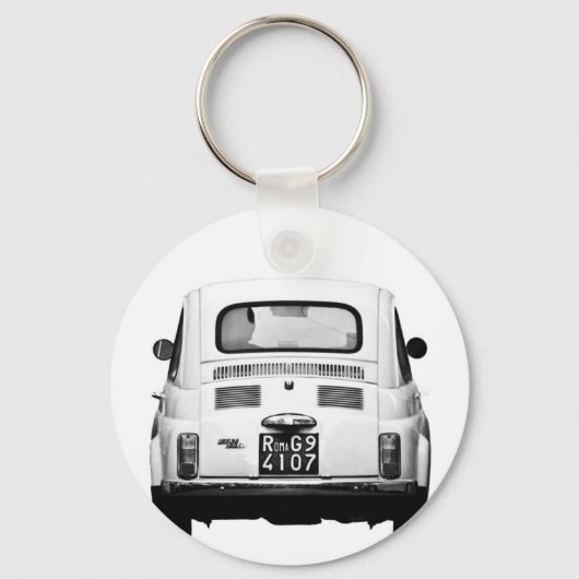 Fiat 500 in Rom, Italien. Schlüsselanhänger (Vorderseite)