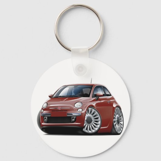 Fiat 500 Maroon Car Schlüsselanhänger (Vorderseite)