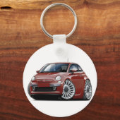 Fiat 500 Maroon Car Schlüsselanhänger (Vorderseite)
