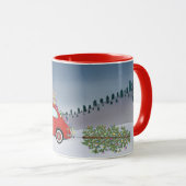 Fiat 500 mit Weihnachtsbaum Tasse Kaffee (VorderseiteRechts)