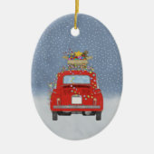 Fiat 500 mit Weihnachtsgeschenken Keramik Ornament (Vorne)