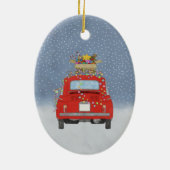 Fiat 500 mit Weihnachtsgeschenken Keramik Ornament (Hinten)