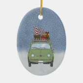 Fiat 500 mit Weihnachtsgeschenken Keramik Ornament (Vorne)