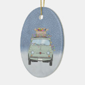 Fiat 500 mit Weihnachtsgeschenken Keramik Ornament (Links)