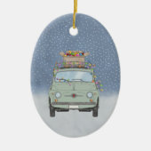 Fiat 500 mit Weihnachtsgeschenken Keramik Ornament (Vorne)