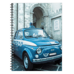 Fiat 500 Polizeiauto in Italien Notizbuch Notizblock