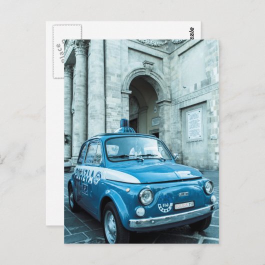 Fiat 500 Polizeiauto in Italien Postkarte (Vorne/Hinten)