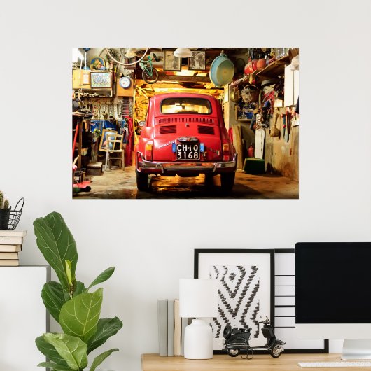 Fiat 500 Poster, Retro cinquecento, Italien Poster (Heimbüro)