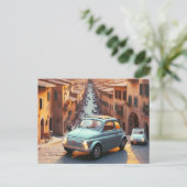 Fiat 500 Spaß Postkarte (Stehend Vorderseite)