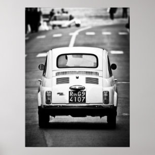 Fiat 500, Vintage Cinquecento, Rom Italien Poster