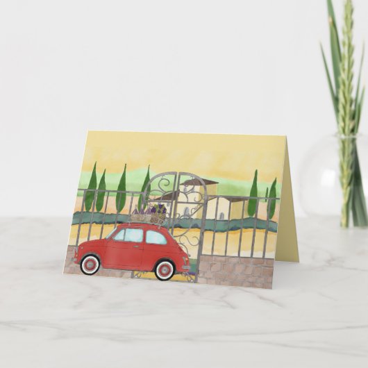 Fiat 500 Weinberg in Toskana Karte (Vorderseite)