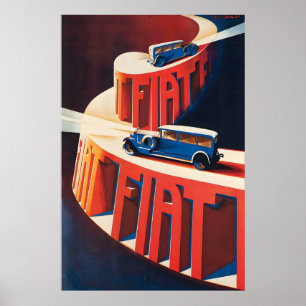 Fiat Automobil 1928 Vintage Autoplakat Poster