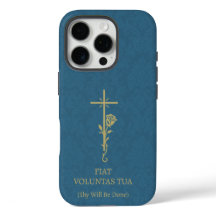 Fiat Voluntas Tua Gold Cross Rose