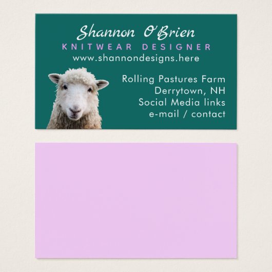 Fiber Arts Knitting Wool Lamb Sheep Business Card (Vorne & Hinten)