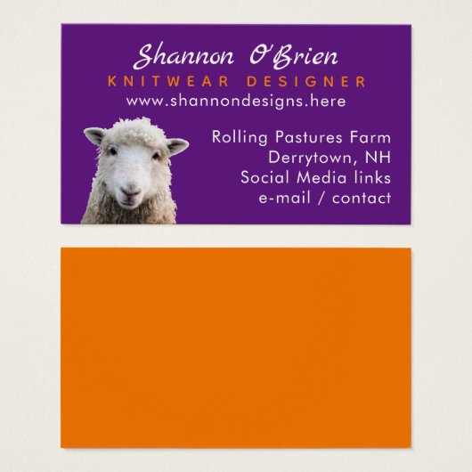 Fiber Arts Knitting Wool Lamb Sheep Business Card (Vorne & Hinten)