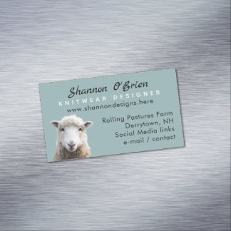 Fiber Arts Lamb Sheep Magnetic Business Card Magnetische Visitenkarte