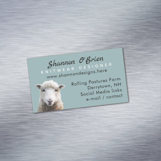 Fiber Arts Lamb Sheep Magnetic Business Card Magnetische Visitenkarte (Beispiel)