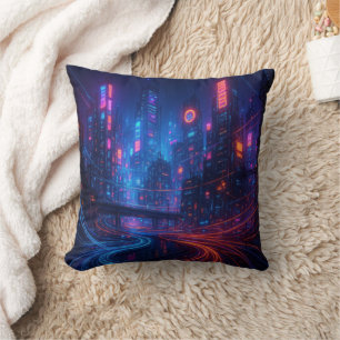 Fiber Optic Cityscape Kissen