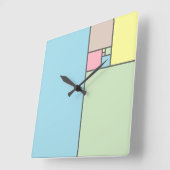 Fibonacci golden ratio pattern in pastellfarben quadratische wanduhr (Winkel)