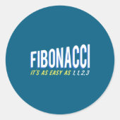Fibonacci Its As Easy As 1 1 2 3 Runder Aufkleber (Vorderseite)