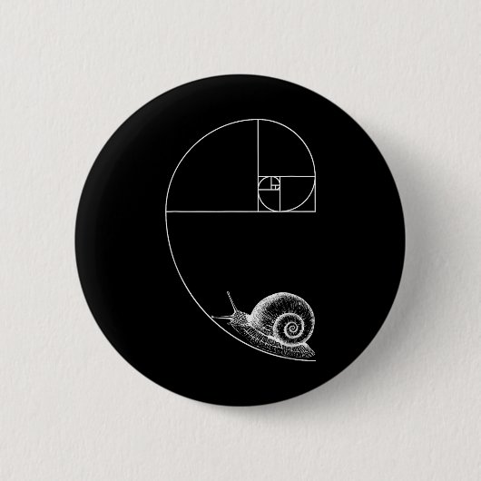 Fibonacci mit Schneckenmathematik Mathematik Lehre Button (Vorderseite)