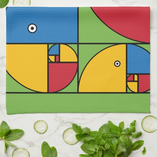 Fibonacci-Papageien Küchentuch (Gefaltet)