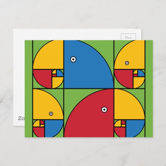 Fibonacci-Papageien Postkarte (Vorne/Hinten)