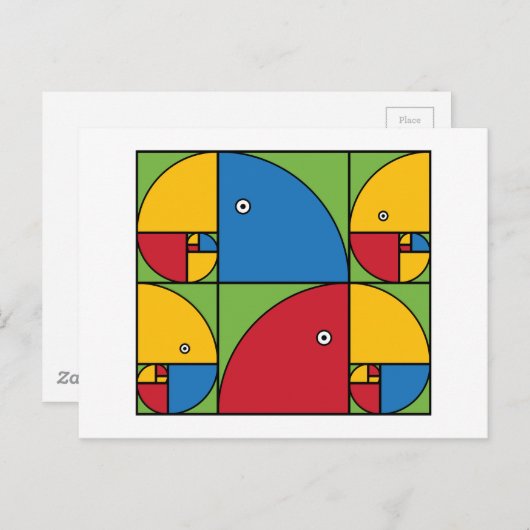 Fibonacci Parrots Postkarte (Vorne/Hinten)