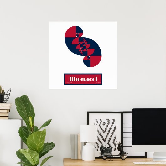 Fibonacci Red White and Blue II Riesiges Poster (Heimbüro)